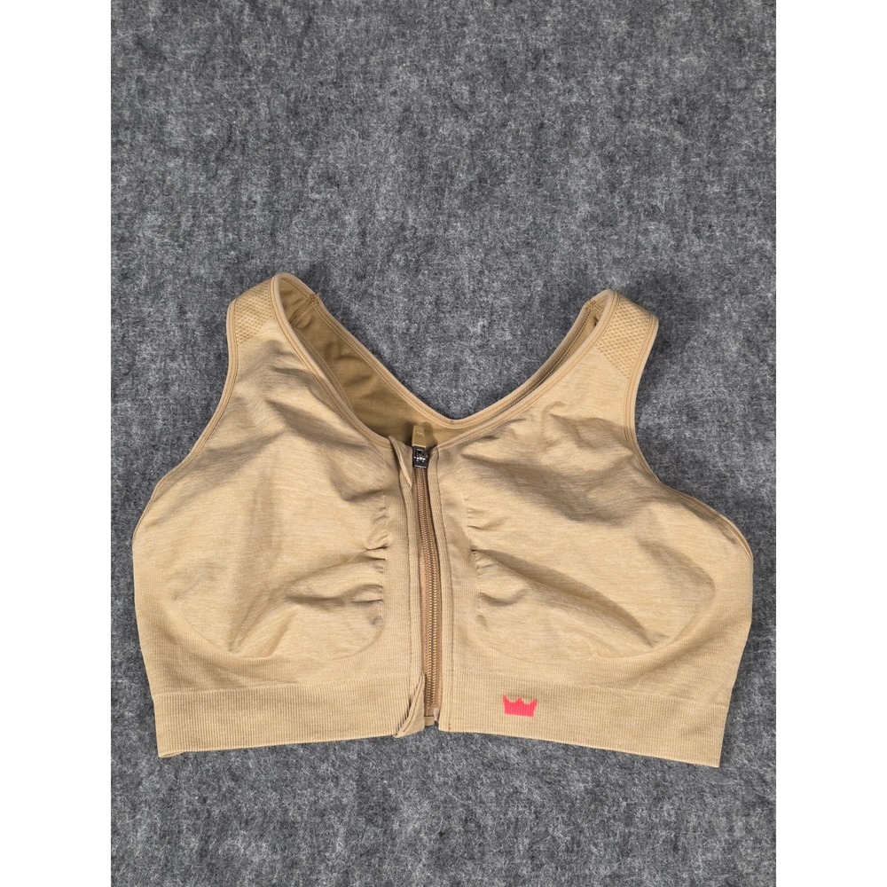 Shefit Low Impact Sports Bra Womens 2Luxe Beige Tan Zip Front Bralette 10004 2LX